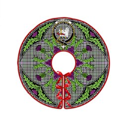 ScotsTee Shop Scottish Halliday (Holliday) Ancient Clan Crest Tartan Christmas Tree Skirt Scottish Thistle Design