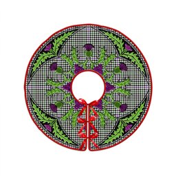 ScotsTee Shop Scottish Halliday (Holliday) Ancient Clan Crest Tartan Christmas Tree Skirt Scottish Thistle Design