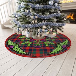ScotsTee Shop Scottish MacGowan (Gow) Modern Clan Crest Tartan Christmas Tree Skirt Scottish Thistle Design