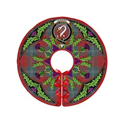 ScotsTee Shop Scottish Lennox Weathered Clan Crest Tartan Christmas Tree Skirt Scottish Thistle Design
