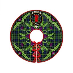 ScotsTee Shop Scottish MacBride Modern Clan Crest Tartan Christmas Tree Skirt Scottish Thistle Design