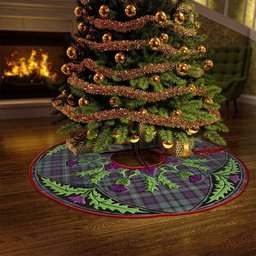ScotsTee Shop Scottish MacBride Weathered Clan Crest Tartan Christmas Tree Skirt Scottish Thistle Design