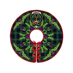 ScotsTee Shop Scottish Gordon Modern Clan Crest Tartan Christmas Tree Skirt Scottish Thistle Design