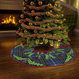ScotsTee Shop Scottish Knox Clan Crest Tartan Christmas Tree Skirt Scottish Thistle Design