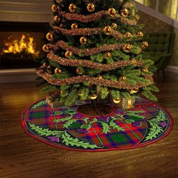 ScotsTee Shop Scottish Hopkirk Clan Crest Tartan Christmas Tree Skirt Scottish Thistle Design