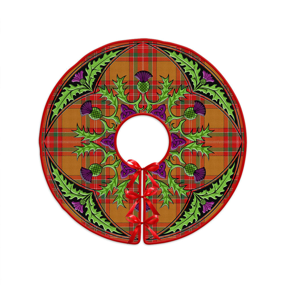 ScotsTee Shop Scottish MacBrair Modern Clan Crest Tartan Christmas Tree Skirt Scottish Thistle Design