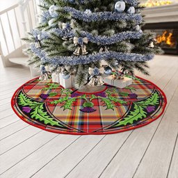 ScotsTee Shop Scottish MacGlashan Modern Clan Crest Tartan Christmas Tree Skirt Scottish Thistle Design