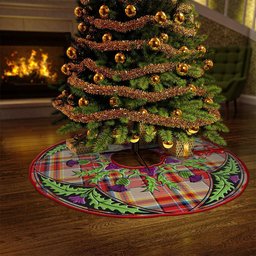 ScotsTee Shop Scottish MacGlashan Modern Clan Crest Tartan Christmas Tree Skirt Scottish Thistle Design
