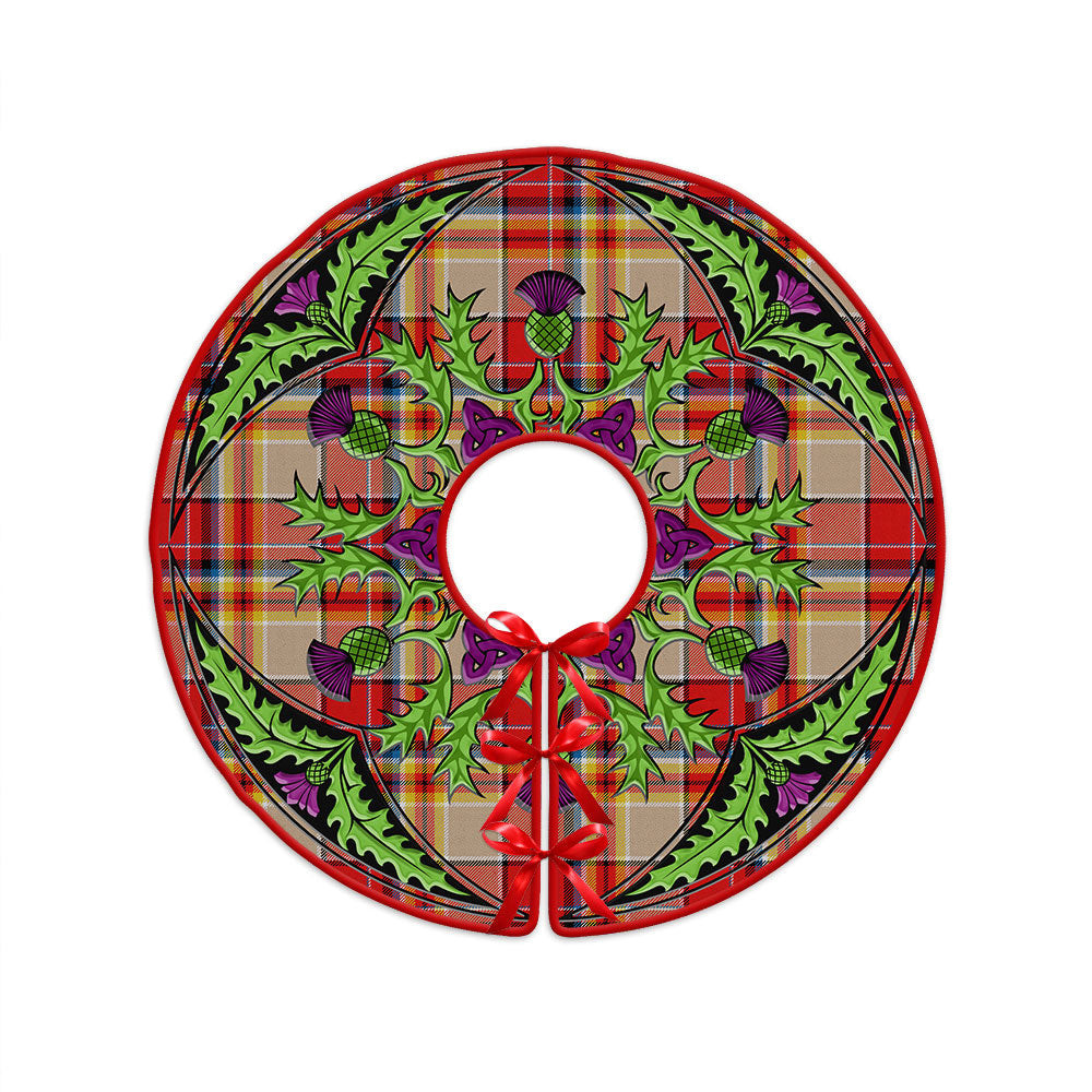 ScotsTee Shop Scottish MacGlashan Modern Clan Crest Tartan Christmas Tree Skirt Scottish Thistle Design