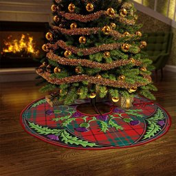 ScotsTee Shop Scottish MacAulay Modern Clan Crest Tartan Christmas Tree Skirt Scottish Thistle Design