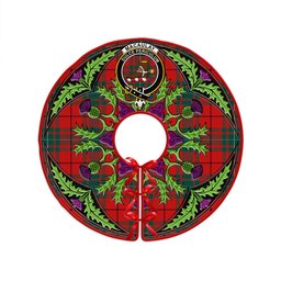 ScotsTee Shop Scottish MacAulay Modern Clan Crest Tartan Christmas Tree Skirt Scottish Thistle Design