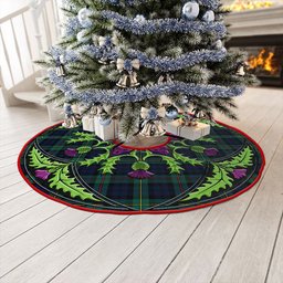 ScotsTee Shop Scottish MacEwan Modern Clan Crest Tartan Christmas Tree Skirt Scottish Thistle Design