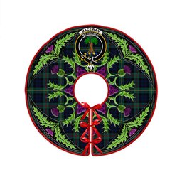 ScotsTee Shop Scottish MacEwan Modern Clan Crest Tartan Christmas Tree Skirt Scottish Thistle Design