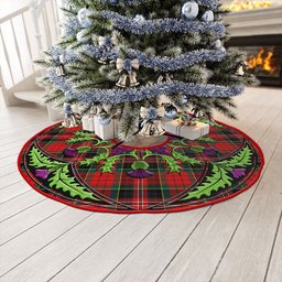 ScotsTee Shop Scottish MacPherson Modern Clan Crest Tartan Christmas Tree Skirt Scottish Thistle Design