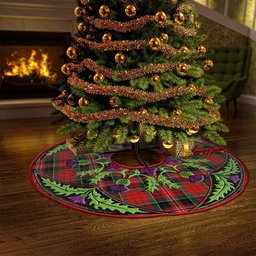 ScotsTee Shop Scottish MacPherson Modern Clan Crest Tartan Christmas Tree Skirt Scottish Thistle Design