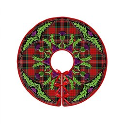 ScotsTee Shop Scottish MacPherson Modern Clan Crest Tartan Christmas Tree Skirt Scottish Thistle Design