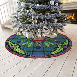 ScotsTee Shop Scottish Rankin Ancient Clan Crest Tartan Christmas Tree Skirt Scottish Thistle Design