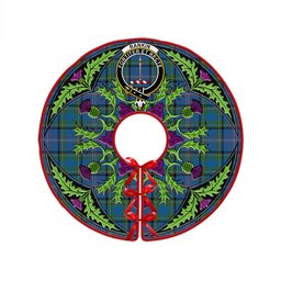 ScotsTee Shop Scottish Rankin Ancient Clan Crest Tartan Christmas Tree Skirt Scottish Thistle Design