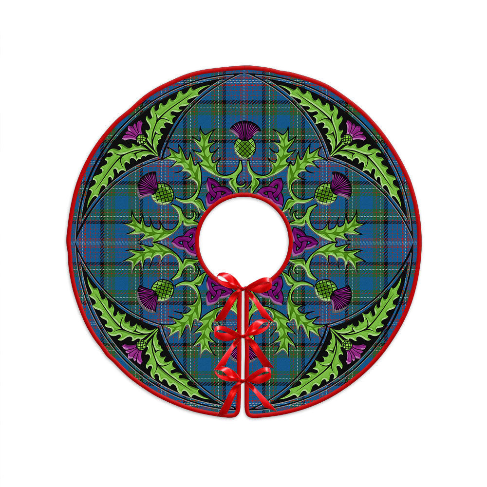 ScotsTee Shop Scottish Rankin Ancient Clan Crest Tartan Christmas Tree Skirt Scottish Thistle Design