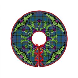 ScotsTee Shop Scottish Rankin Ancient Clan Crest Tartan Christmas Tree Skirt Scottish Thistle Design