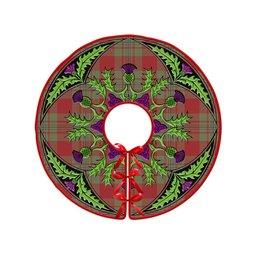 ScotsTee Shop Scottish Strang Weathered Clan Crest Tartan Christmas Tree Skirt Scottish Thistle Design