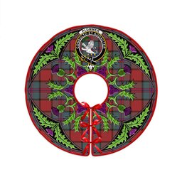 ScotsTee Shop Scottish Plummer Weathered Clan Crest Tartan Christmas Tree Skirt Scottish Thistle Design