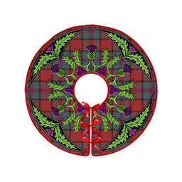 ScotsTee Shop Scottish Plummer Weathered Clan Crest Tartan Christmas Tree Skirt Scottish Thistle Design