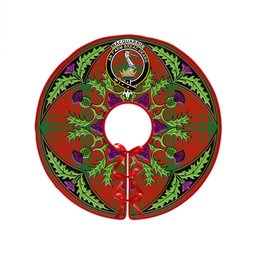 ScotsTee Shop Scottish MacQuarrie (MacGuarie) Ancient Clan Crest Tartan Christmas Tree Skirt Scottish Thistle Design