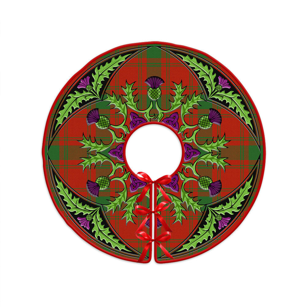 ScotsTee Shop Scottish MacQuarrie (MacGuarie) Ancient Clan Crest Tartan Christmas Tree Skirt Scottish Thistle Design