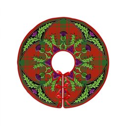 ScotsTee Shop Scottish MacQuarrie (MacGuarie) Ancient Clan Crest Tartan Christmas Tree Skirt Scottish Thistle Design