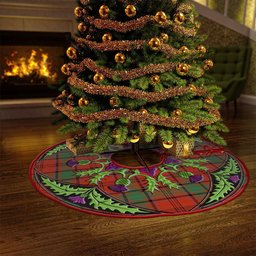 ScotsTee Shop Scottish MacLintock Ancient Clan Crest Tartan Christmas Tree Skirt Scottish Thistle Design