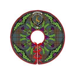 ScotsTee Shop Scottish Strachan Weathered Clan Crest Tartan Christmas Tree Skirt Scottish Thistle Design