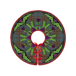 ScotsTee Shop Scottish Strachan Weathered Clan Crest Tartan Christmas Tree Skirt Scottish Thistle Design