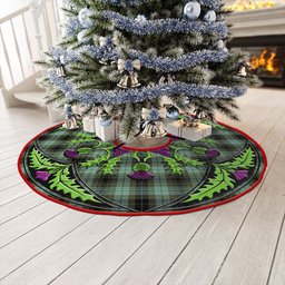 ScotsTee Shop Scottish MacIver Ancient Clan Crest Tartan Christmas Tree Skirt Scottish Thistle Design