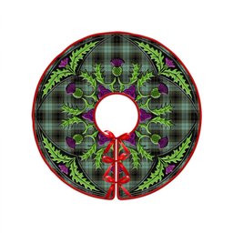 ScotsTee Shop Scottish MacIver Ancient Clan Crest Tartan Christmas Tree Skirt Scottish Thistle Design