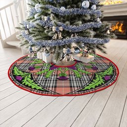 ScotsTee Shop Scottish Napier Rose Ancient Clan Crest Tartan Christmas Tree Skirt Scottish Thistle Design