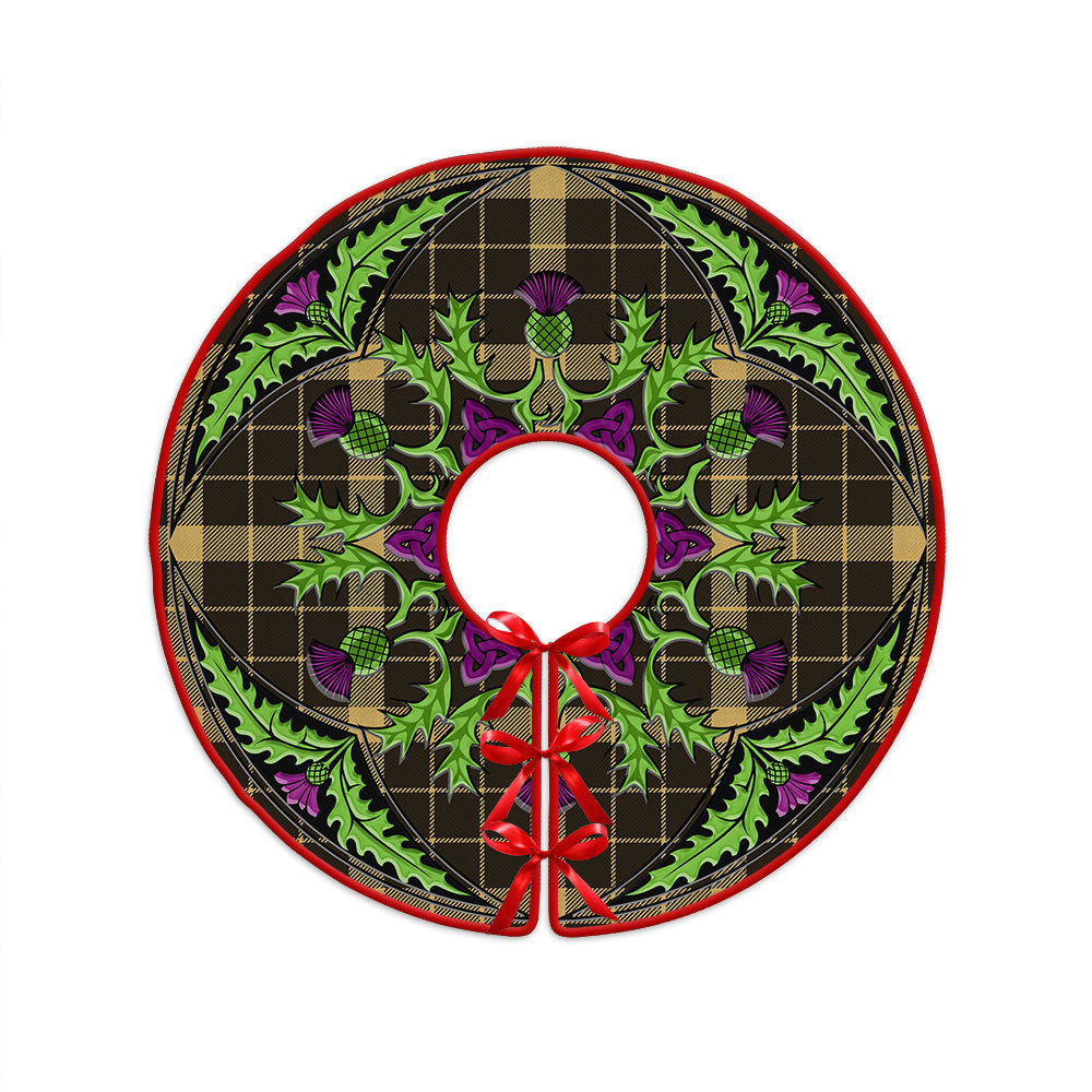 ScotsTee Shop Scottish Raeburn Weathered Clan Crest Tartan Christmas Tree Skirt Scottish Thistle Design