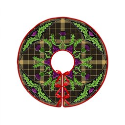 ScotsTee Shop Scottish Raeburn Weathered Clan Crest Tartan Christmas Tree Skirt Scottish Thistle Design
