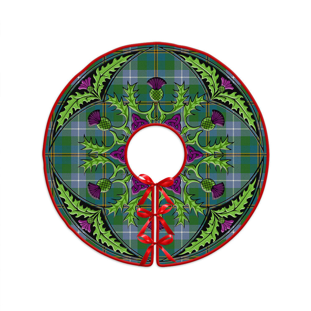 ScotsTee Shop Scottish Porteous Ancient Clan Crest Tartan Christmas Tree Skirt Scottish Thistle Design