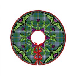 ScotsTee Shop Scottish Porteous Ancient Clan Crest Tartan Christmas Tree Skirt Scottish Thistle Design
