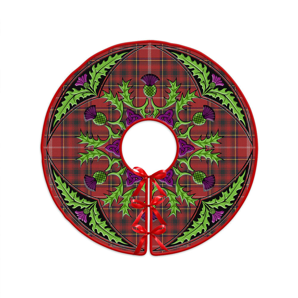 ScotsTee Shop Scottish Murray Plaid Artifact Weathered Clan Crest Tartan Christmas Tree Skirt Scottish Thistle Design
