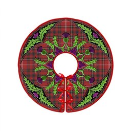 ScotsTee Shop Scottish Murray Plaid Artifact Weathered Clan Crest Tartan Christmas Tree Skirt Scottish Thistle Design