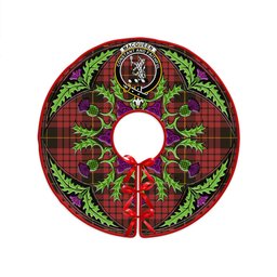 ScotsTee Shop Scottish MacQueen Weathered Clan Crest Tartan Christmas Tree Skirt Scottish Thistle Design