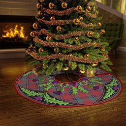 ScotsTee Shop Scottish Sinclair Weathered Clan Crest Tartan Christmas Tree Skirt Scottish Thistle Design
