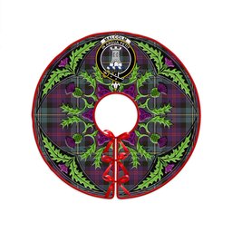 ScotsTee Shop Scottish Malcolm Weathered Clan Crest Tartan Christmas Tree Skirt Scottish Thistle Design