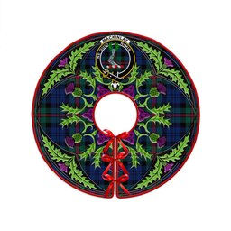 ScotsTee Shop Scottish MacKinlay Modern Clan Crest Tartan Christmas Tree Skirt Scottish Thistle Design