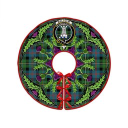 ScotsTee Shop Scottish Malcolm Ancient Clan Crest Tartan Christmas Tree Skirt Scottish Thistle Design