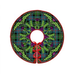 ScotsTee Shop Scottish Malcolm Ancient Clan Crest Tartan Christmas Tree Skirt Scottish Thistle Design