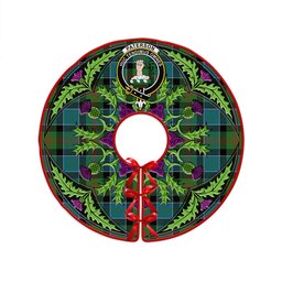 ScotsTee Shop Scottish Paterson Ancient Clan Crest Tartan Christmas Tree Skirt Scottish Thistle Design
