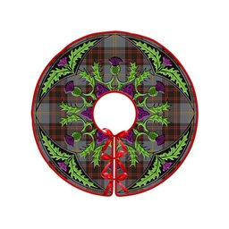 ScotsTee Shop Scottish Rutherford Weathered Clan Crest Tartan Christmas Tree Skirt Scottish Thistle Design